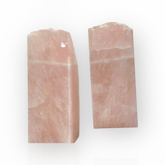 Rose Quartz Bookends Natural Stone Characteristics Pink Crystal Home Decor (AR) - Picture 12 of 16